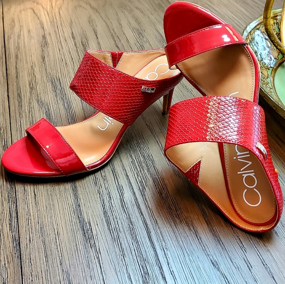 Calvin Klein Shoes - Red Calvin Klein Slide Sandals - Size 9